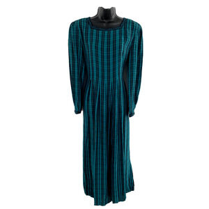 Sarah‎ Elizabeth Vintage Plaid Womens Maxi Dress Rayon Empire Waist Tie Back 8